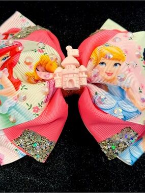 Pink Princess Castle Hair Bow